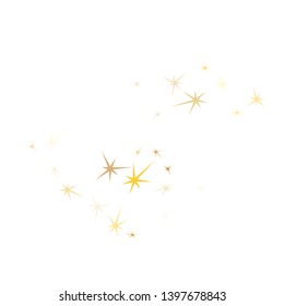 Gold stars glitter on white. Geometric metallic starburst vector background. Magic star sparkles holiday pattern. Christmas decoration graphic design.