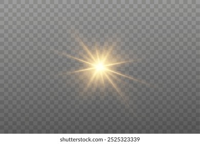 Gold stars, glow effect, glowing lights, sun.Vector.