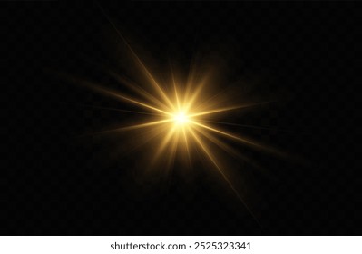 Gold stars, glow effect, glowing lights, sun.Vector.