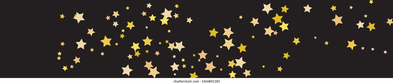 Estrellas de oro aisladas. Pequeño Cosmos Confetti. Tarjeta amarilla para chispas. Regalo de celebración. Golden Starry Aislado. Regalo de brillo. Vacaciones de verano. Fiesta.
