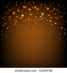 Gold stars lights background. Vector illustration.