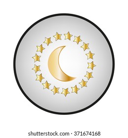 gold stars and moon icon, vector illustration