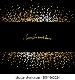 Gold stars on a black background. Shiny sparkles.