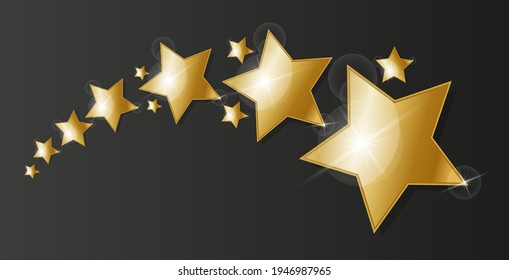 Gold stars on a black background. 3d vector
