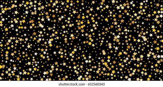 Gold stars on a black background. Vector Image, EPS10