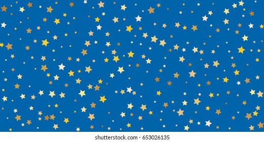 Gold stars on a blue background. Vector Image, EPS10