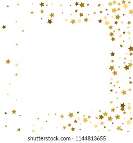 Gold stars on a white background. Vector IIlustration. Golden stars on a white square background. Template for holiday designs, invitation, party, birthday, wedding.