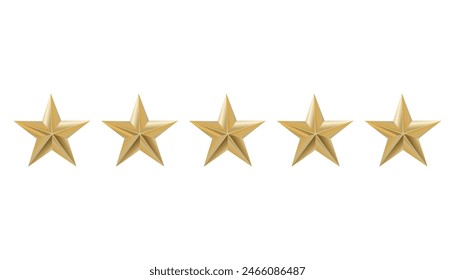 A gold stars on a white background. Christmas symbol. Realistic 3d. Vector illustration eps10 evaluation and rating