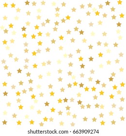 Gold stars on a white background. Vector IIlustration. Golden stars on a white square background. Template for holiday designs, invitation, party, birthday, wedding.
