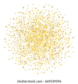 Gold stars on a white background. Vector IIlustration. Golden stars on a white square background. Template for holiday designs, invitation, party, birthday, wedding.