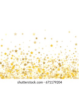 Gold stars on a white background. Vector IIlustration. Golden stars on a white square background. Template for holiday designs, invitation, party, birthday, wedding.