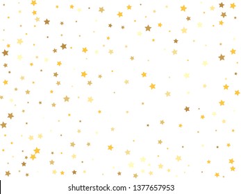 Gold stars on a white background.Golden stars confetti.  Vector IIlustration. 