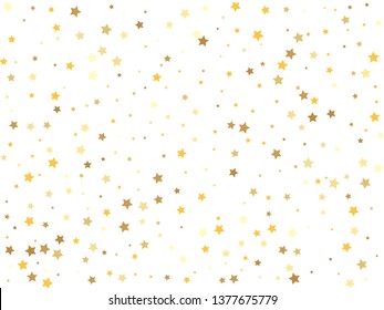 Gold stars on a white background.Golden stars confetti.  Vector IIlustration. 