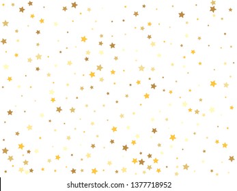 Gold stars on a white background.Golden stars confetti.  Vector IIlustration. 