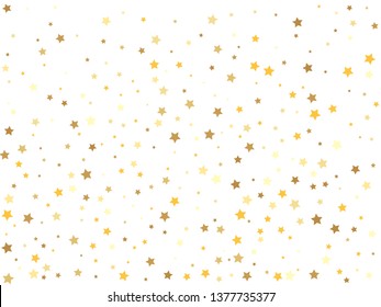 Gold stars on a white background.Golden stars confetti.  Vector IIlustration. 