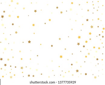 Gold stars on a white background.Golden stars confetti.  Vector IIlustration. 