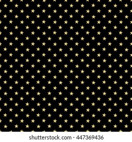 Gold stars pattern on the black background. Vector Illustration.Modern stylish abstract texture.Abstract geometric shape texture. 3d effect sky.Design template for wallpaper, wrapping,textile.