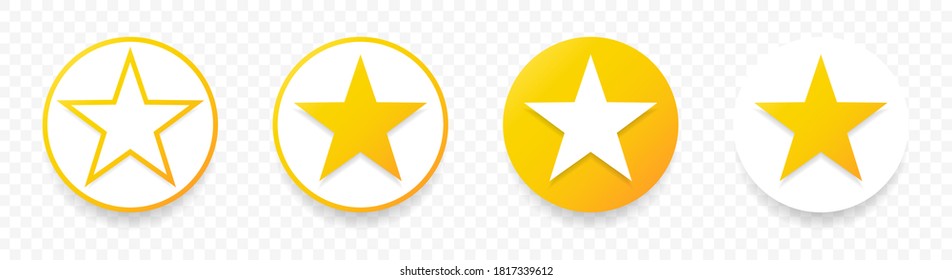 Gold stars quality rating icon. Five yellow star product quality rating. Golden star vector icons. Stars in modern simple with shadow. Vector illustration.