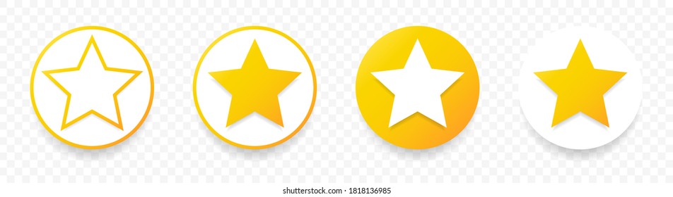 Gold stars quality rating icon. Five yellow star product quality rating. Golden star vector icons. Stars in modern simple with shadow. Vector illustration.