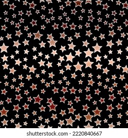 Gold stars random luxury sparkling confetti. Scattered small gold particles on white background. Exceptional festive overlay template. Bold vector background.