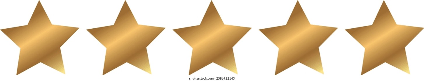 Gold Stars rating icon set, five star rating.