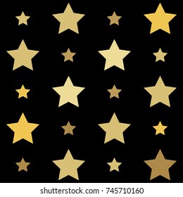 Gold stars seamless pattern. Golden sparkles textile print