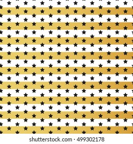 Gold stars seamless pattern on stripe background