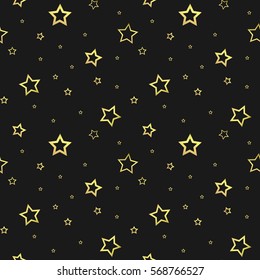  Gold stars seamless pattern. Vector background