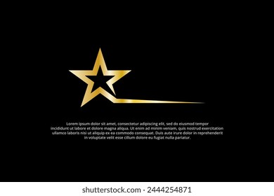 gold stars and shooting stars on the black background of the logo