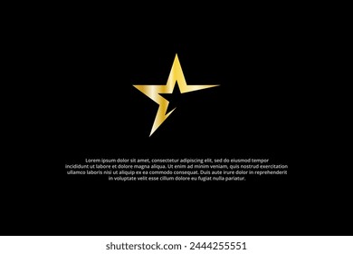 gold stars and shooting stars on the black background of the logo