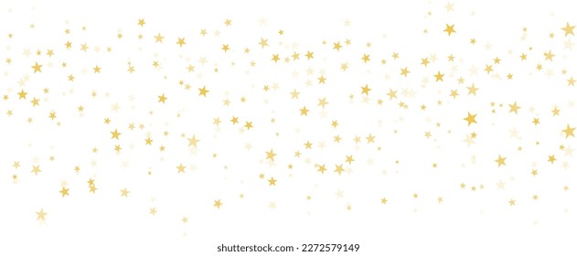 Gold stars vector background, sparkling Christmas confetti falling isolated on white. magic shining flying stars glitter backdrop, sparkle border