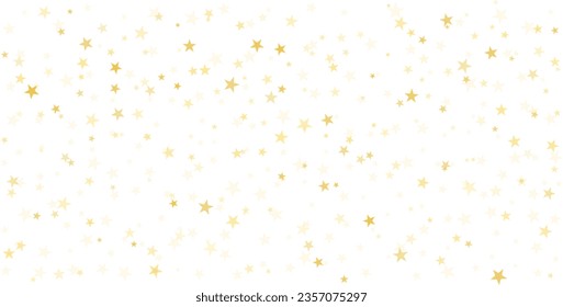 El oro es el fondo vectorial de las estrellas, el confeti de Navidad brillante cae aislado en blanco. Magnífico relámpago de estrellas doradas brillante fondo, brillante borde