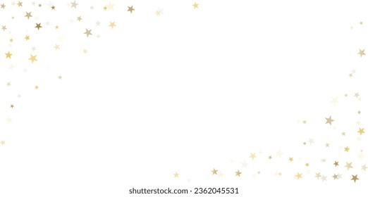 El oro es el fondo vectorial de las estrellas, el confeti de Navidad brillante cae aislado en blanco. Magnífico relámpago de estrellas doradas brillante fondo, brillante borde