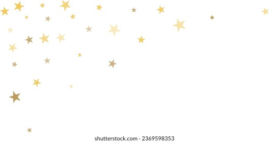 El oro es el fondo vectorial de las estrellas, el confeti de Navidad brillante cae aislado en blanco. Magnífico relámpago de estrellas doradas brillante fondo, brillante borde