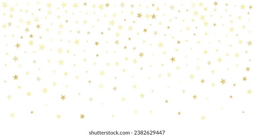 Gold stars vector background, sparkling Christmas confetti falling isolated on white. Magic shining flying golden stars glitter backdrop, sparkle border