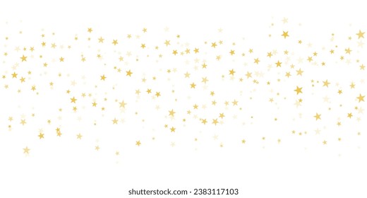El oro es el fondo vectorial de las estrellas, el confeti de Navidad brillante cae aislado en blanco. Magnífico relámpago de estrellas doradas brillante fondo, brillante borde