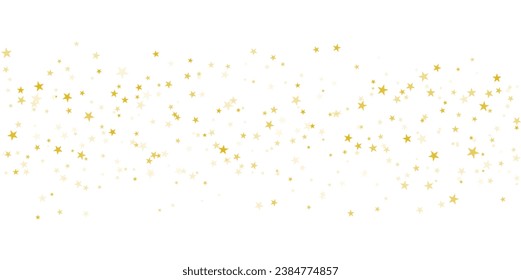 Gold stars vector background, sparkling Christmas confetti falling isolated on white. Magic shining flying golden stars glitter backdrop, sparkle border