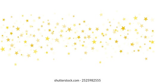 Gold stars vector background, sparkling Christmas confetti falling isolated. Shining flying golden stars glitter backdrop, sparkle border	