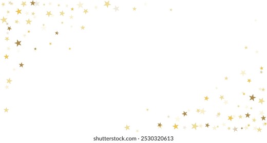 Gold stars vector background, sparkling Christmas confetti falling isolated corner. Shining flying golden stars glitter backdrop, sparkle border	