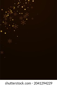 Gold Stars Vector Brown Background. Golden Minimal Dots Design. Glitter Confetti Pattern. Christmas Snowfall Backdrop.