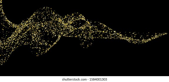 Gold Stars Vector Confetti Isolated. Glamour New Year, Christmas Birthday Party Scatter. Mystic Celebration Night Sky. Winter Holidays Sparkling Garland. Golden Stars Falling Down. Festive Texture.