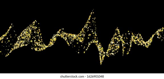 Gold Stars Vector Confetti Isolated. Luxury New Year, Christmas Birthday Party Pattern. Festive Border. Winter Holidays Sparkling Garland. Golden Stars Falling Down. Magic Celebration Night Sky.