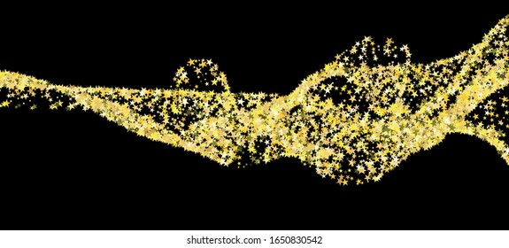 Gold Stars Vector Confetti Isolated. Rich VIP New Year, Christmas Birthday Party Banner. Winter Holidays Sparkling Garland. Magic Celebration Stardust. Golden Stars Falling Down. Festive Garland.