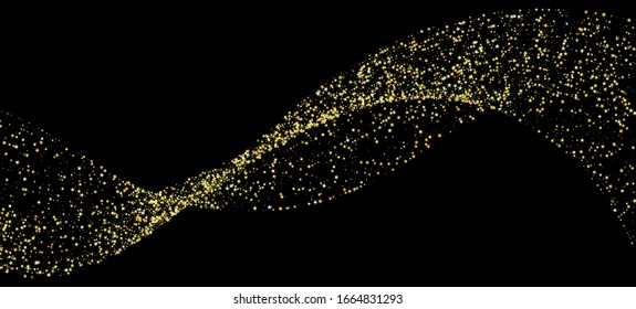 Gold Stars Vector Confetti Isolated. Festive Scatter. Shiny Celebration Stardust. Sparkling New Year, Christmas Birthday Party Banner. Golden Stars Falling Down. Winter Holidays Sparkling Garland.