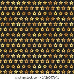 Gold stars vector seamless pattern.