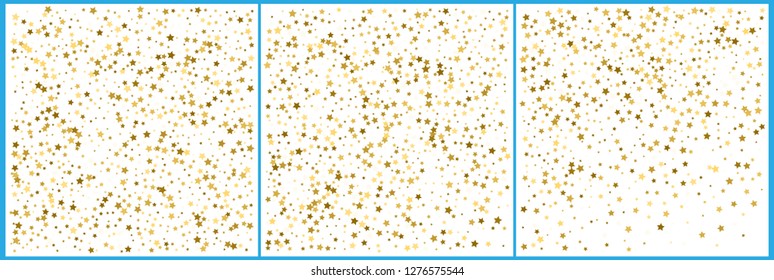 Gold stars vector set. 3 in 1