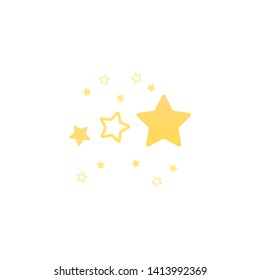 Gold stars with white background. Vector flat design