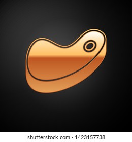 Gold Steak meat icon isolated on black background. Vector Illustration