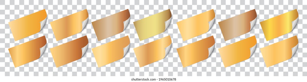 gold sticker banner labels on transparent background