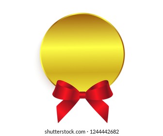 Gold sticker with bow